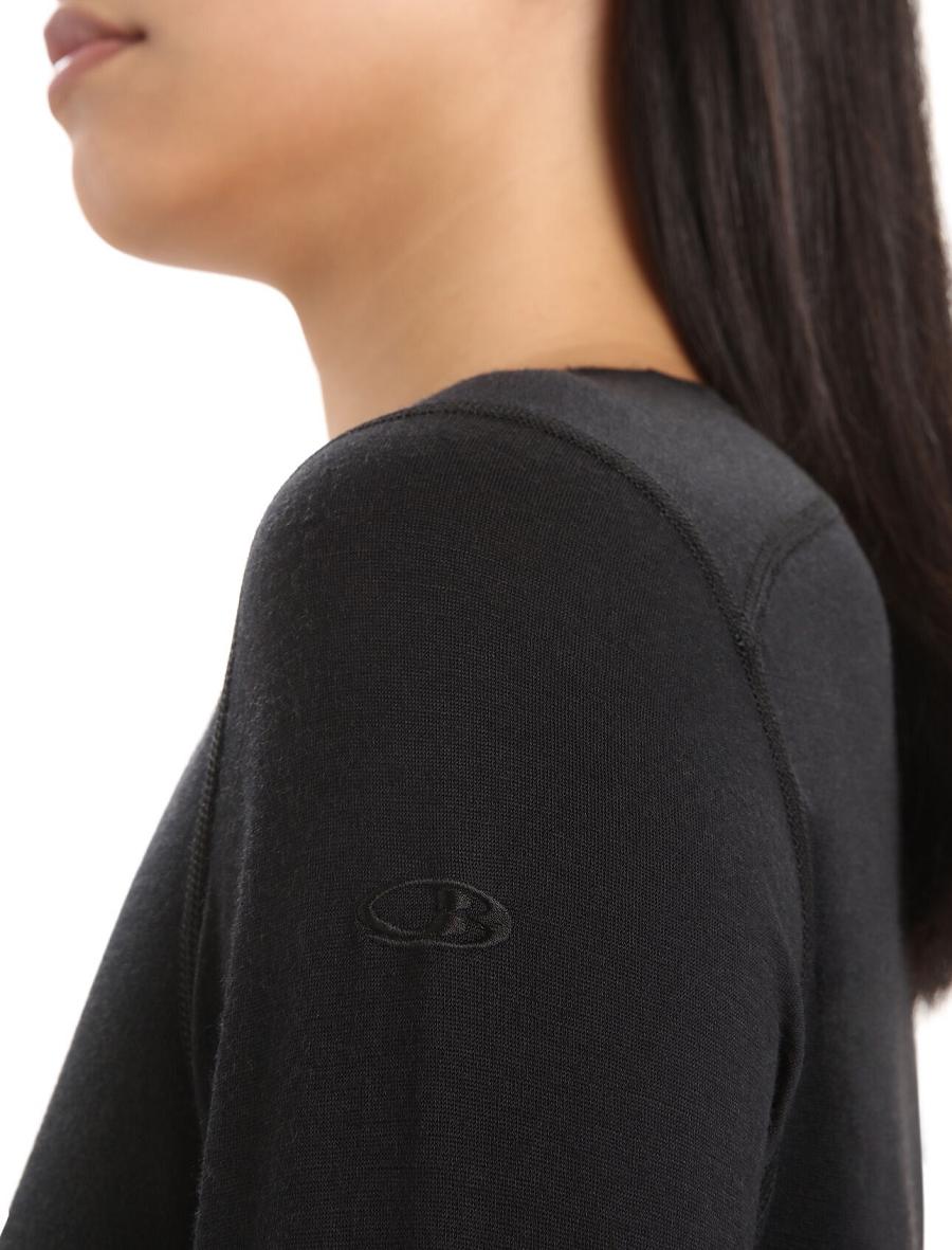 Base Layers Icebreaker Merino 200 Oasis Long Sleeve Scoop Neck Thermal Top Damskie Czarne | PL 1070SGLO